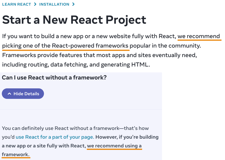 react new project docs