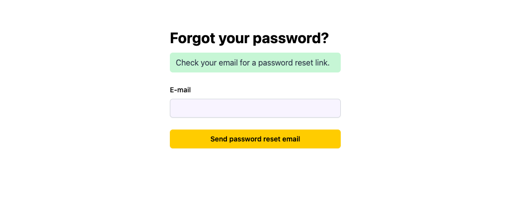 Request password reset page