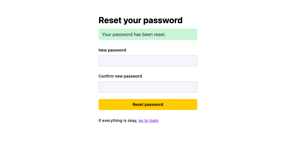 Request password reset page
