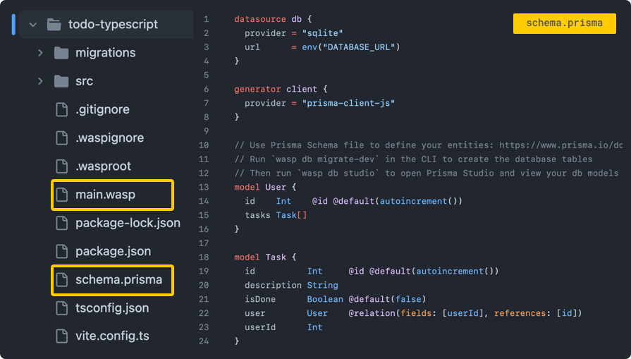 Define data models in prisma.schema file