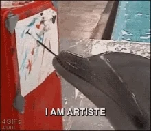 Artistic dolphin painting with brush