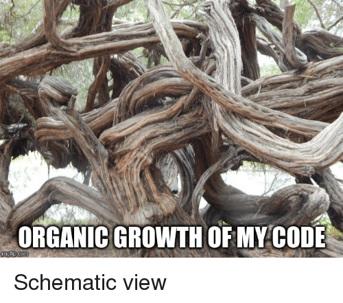 Organic growth of my code (meme)
