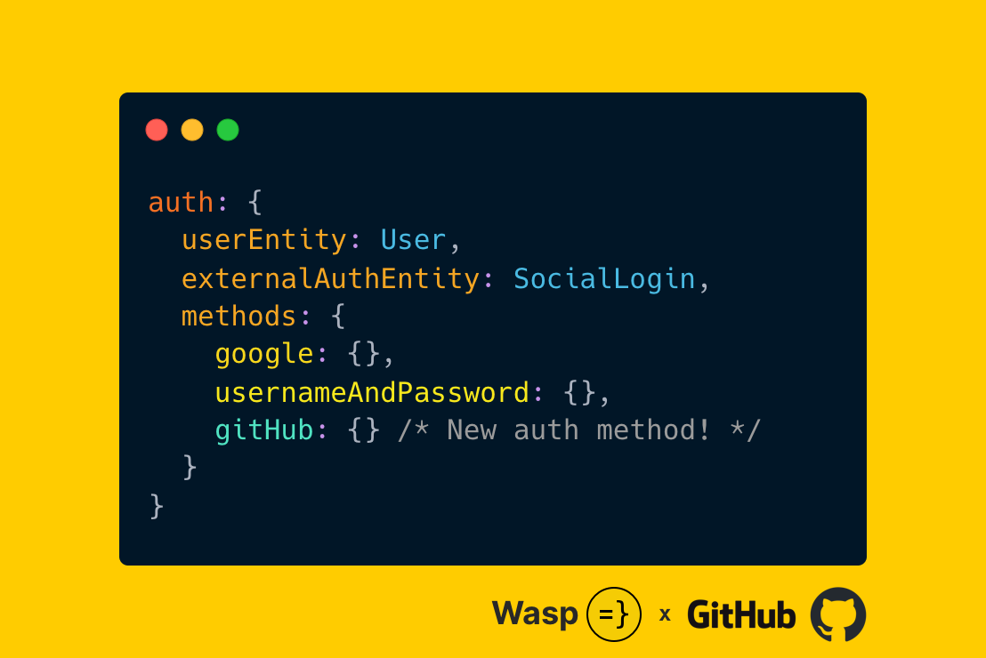 Support for GitHub auth in Wasp