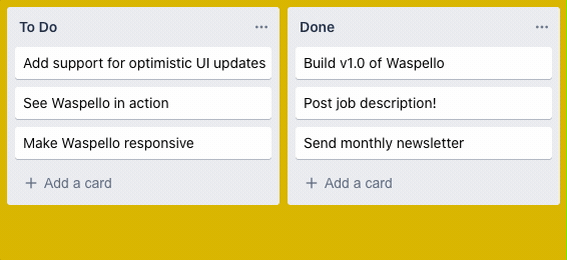 Waspello - no optimistic UI update
